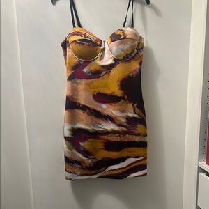 bebe Vibrant Yellow and Purple Mini Dress